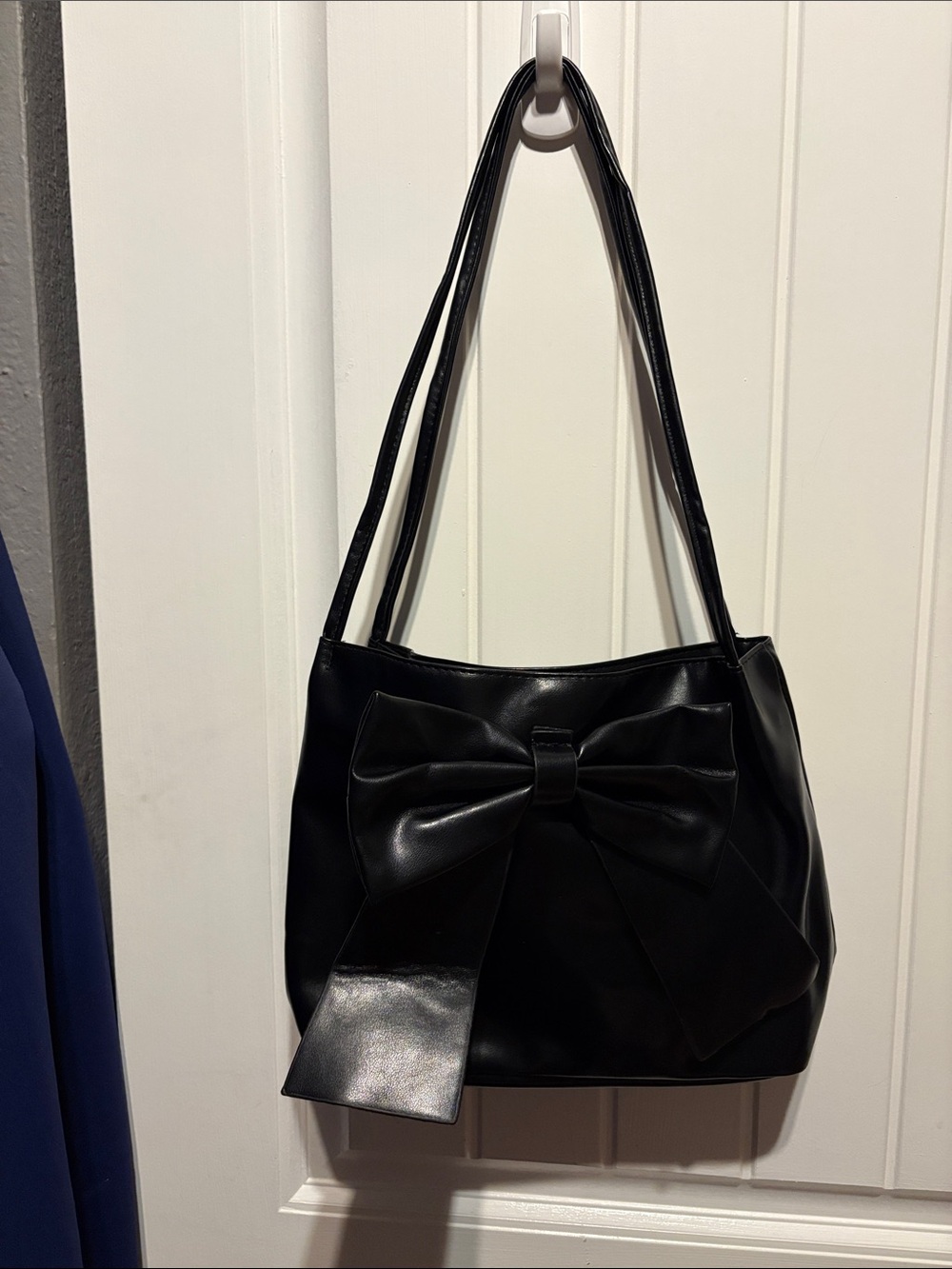 Black Bow Accent Shoulder Bag - Women
